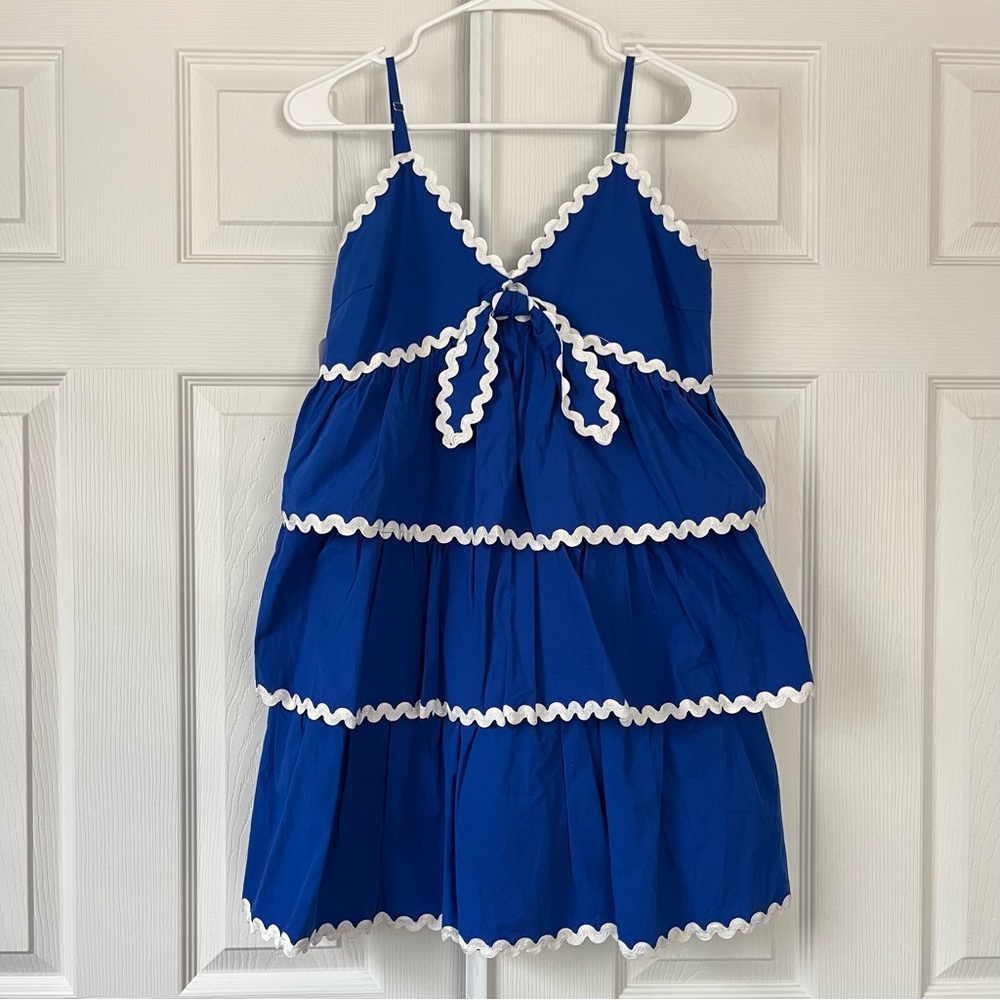 Blue tiered ruffle dress